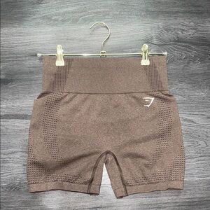 Brown Athletic Shorts with Stretchy Waistband